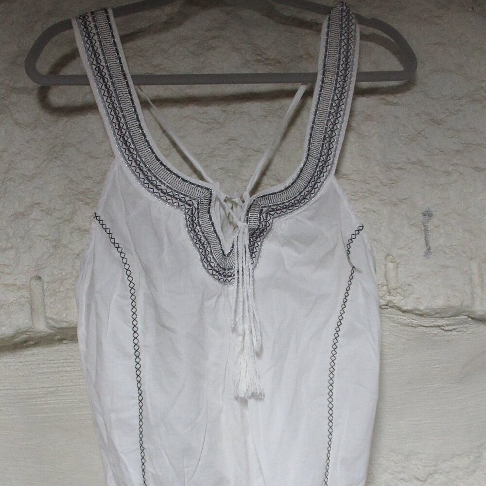 Twentyone Boho Black and White Embroidered Adjustable Cami with Elastic Waist